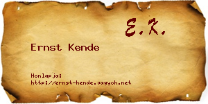 Ernst Kende névjegykártya